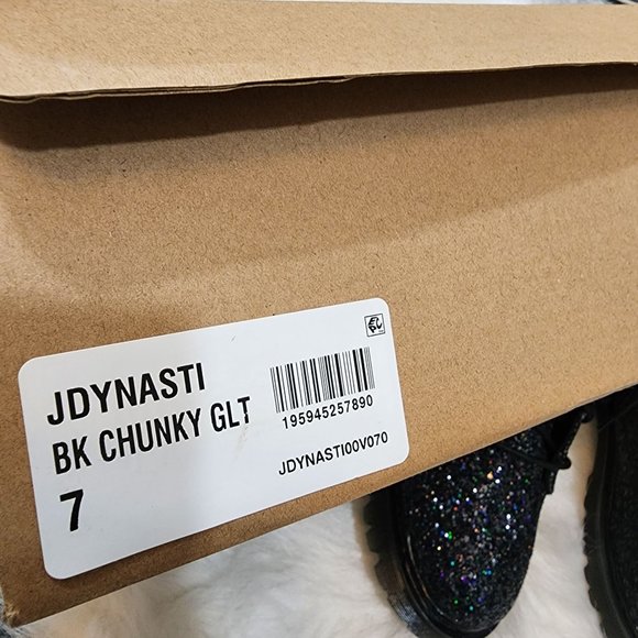 Steve Madden black chunky glitter booties youth size 7 NEW IN BOX - Picture 7 of 12